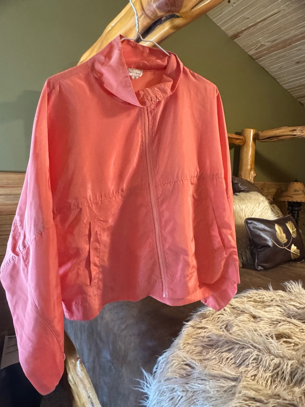 Lightweight Coral Pink Women's Jacket - windbreaker has a tiny spot on bottom